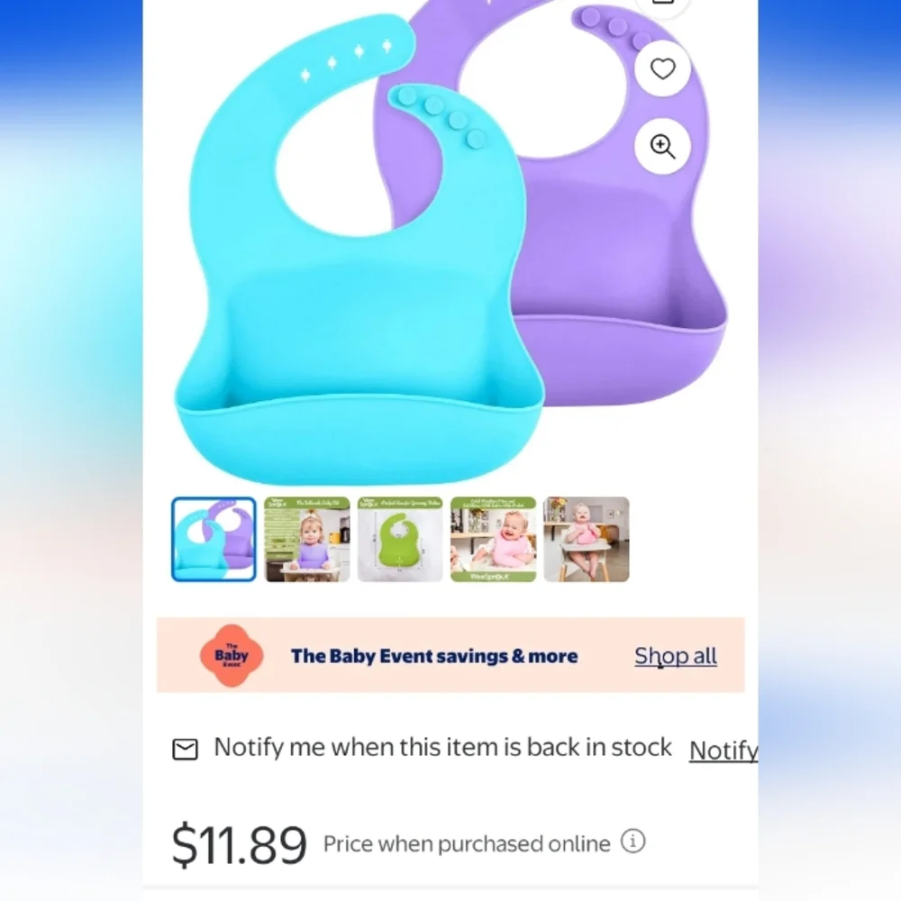 2 New Silicone Bibs